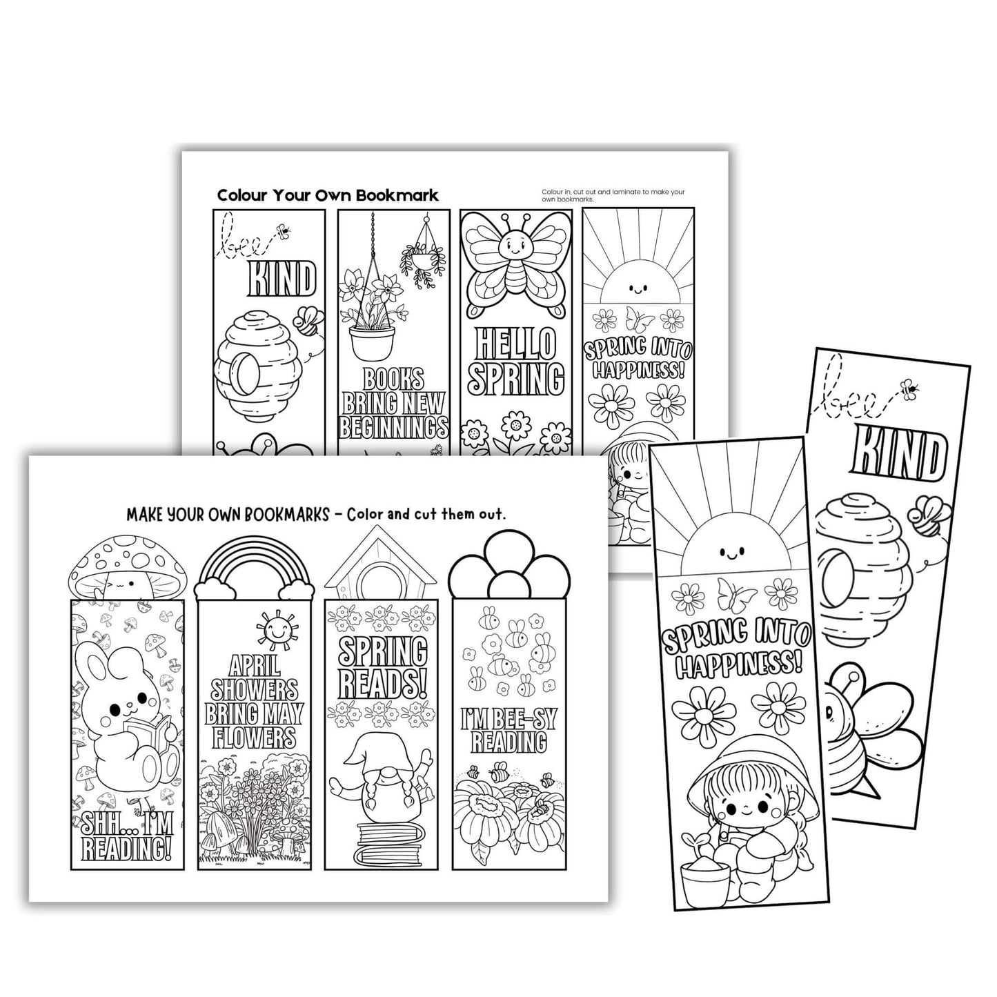Printable Spring Colouring Bookmarks