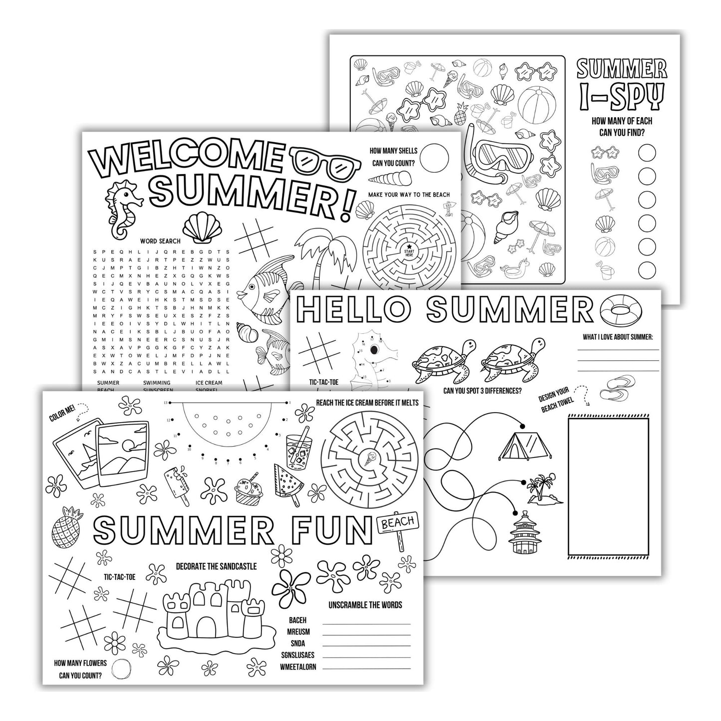 Printable Summer Activity Placemats