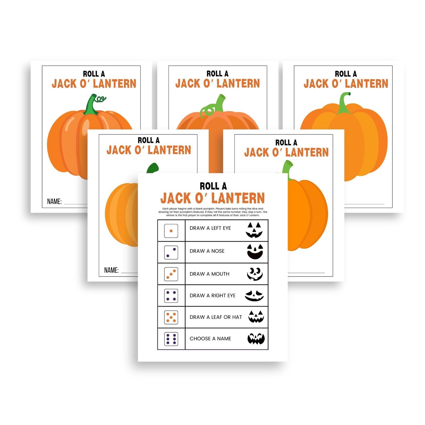 Halloween Roll A Jack O' Lantern Game - Simplify Create Inspire