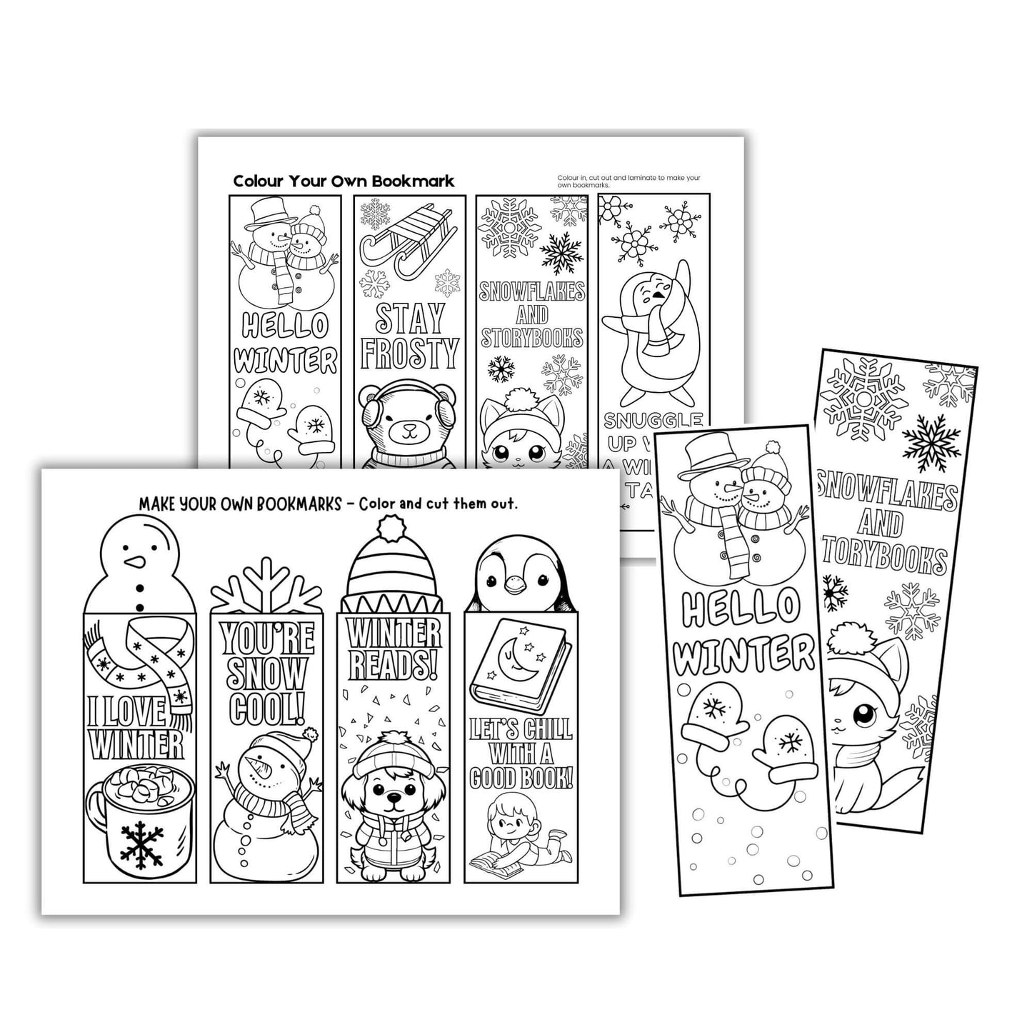 Printable Winter Colouring Bookmarks