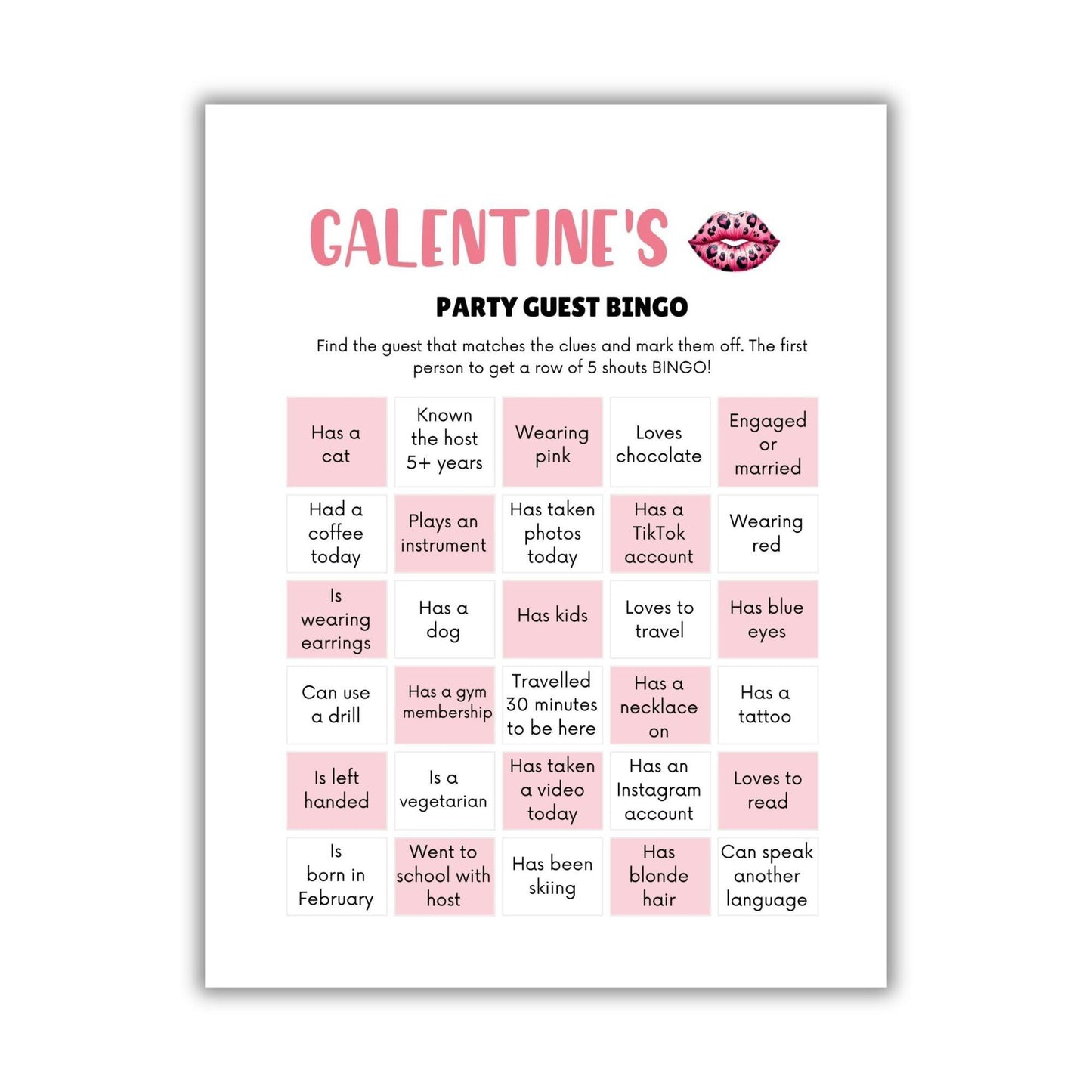 Galentine's Party Find The Guest Bingo Game - Simplify Create Inspire