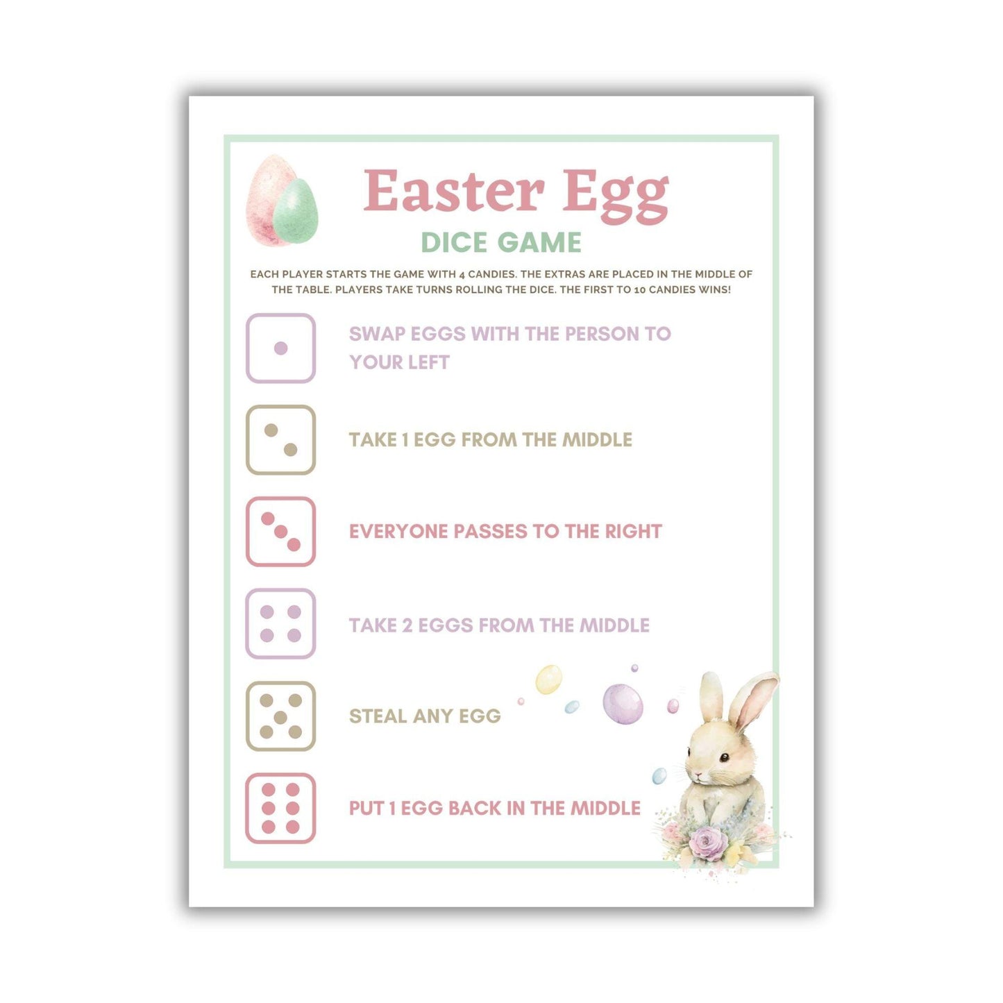 Easter Egg Dice Game - Simplify Create Inspire