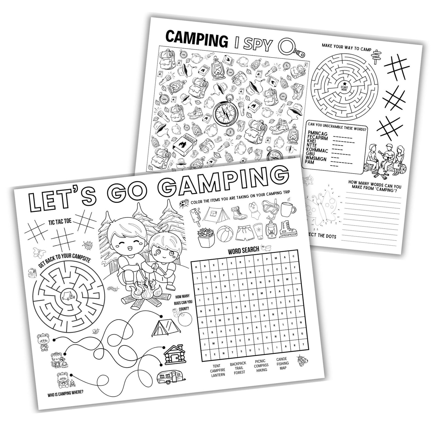 Printable Camping Activity Placemats
