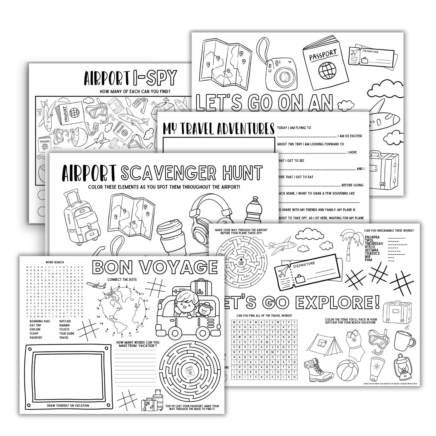 Printable Travel Activity Placemats