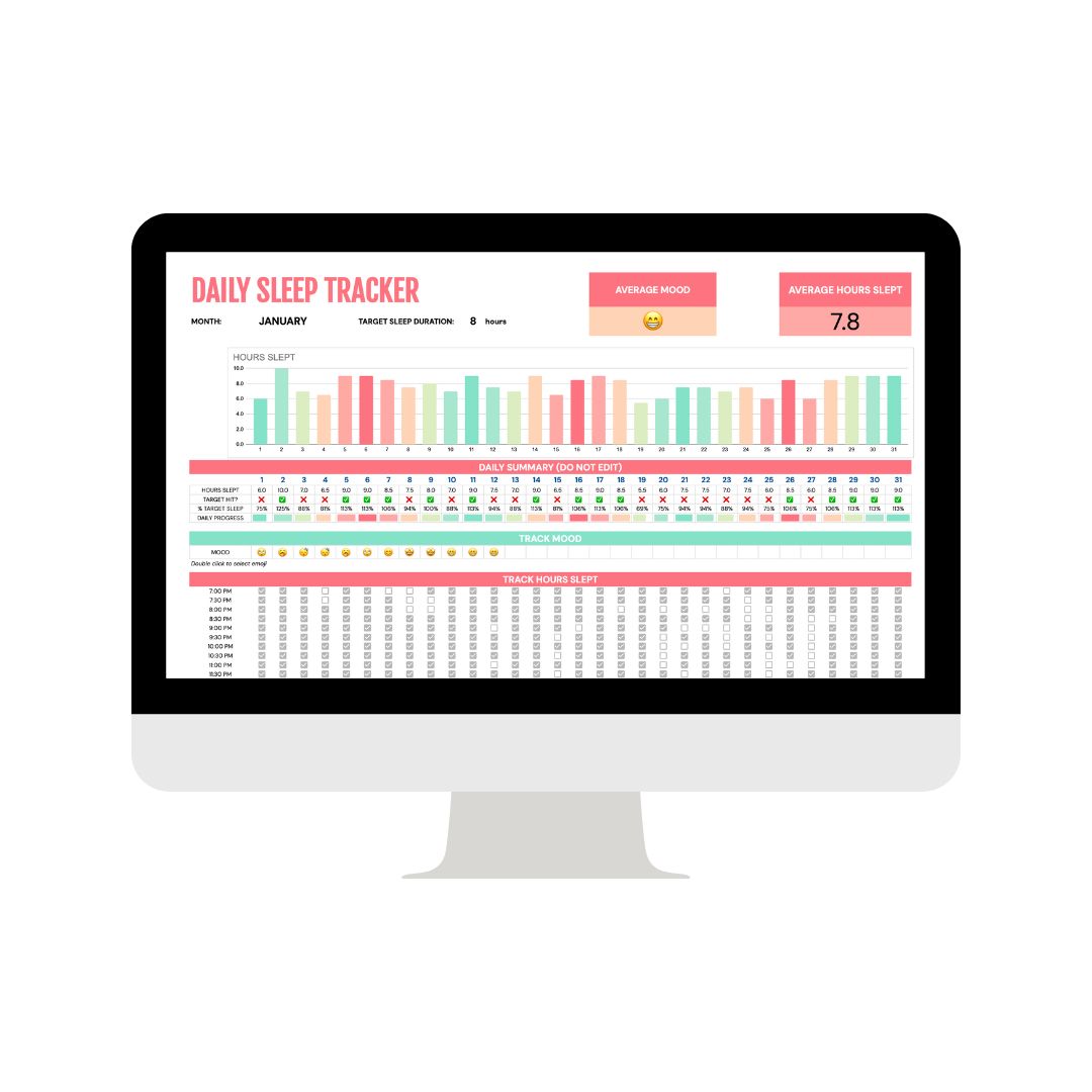 Printable Daily Sleep Tracker Spreadsheet