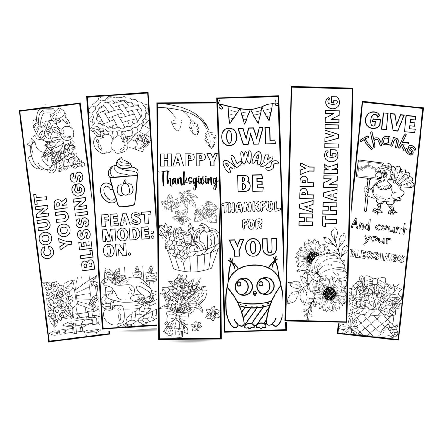 Printable Thanksgiving Colouring Bookmarks