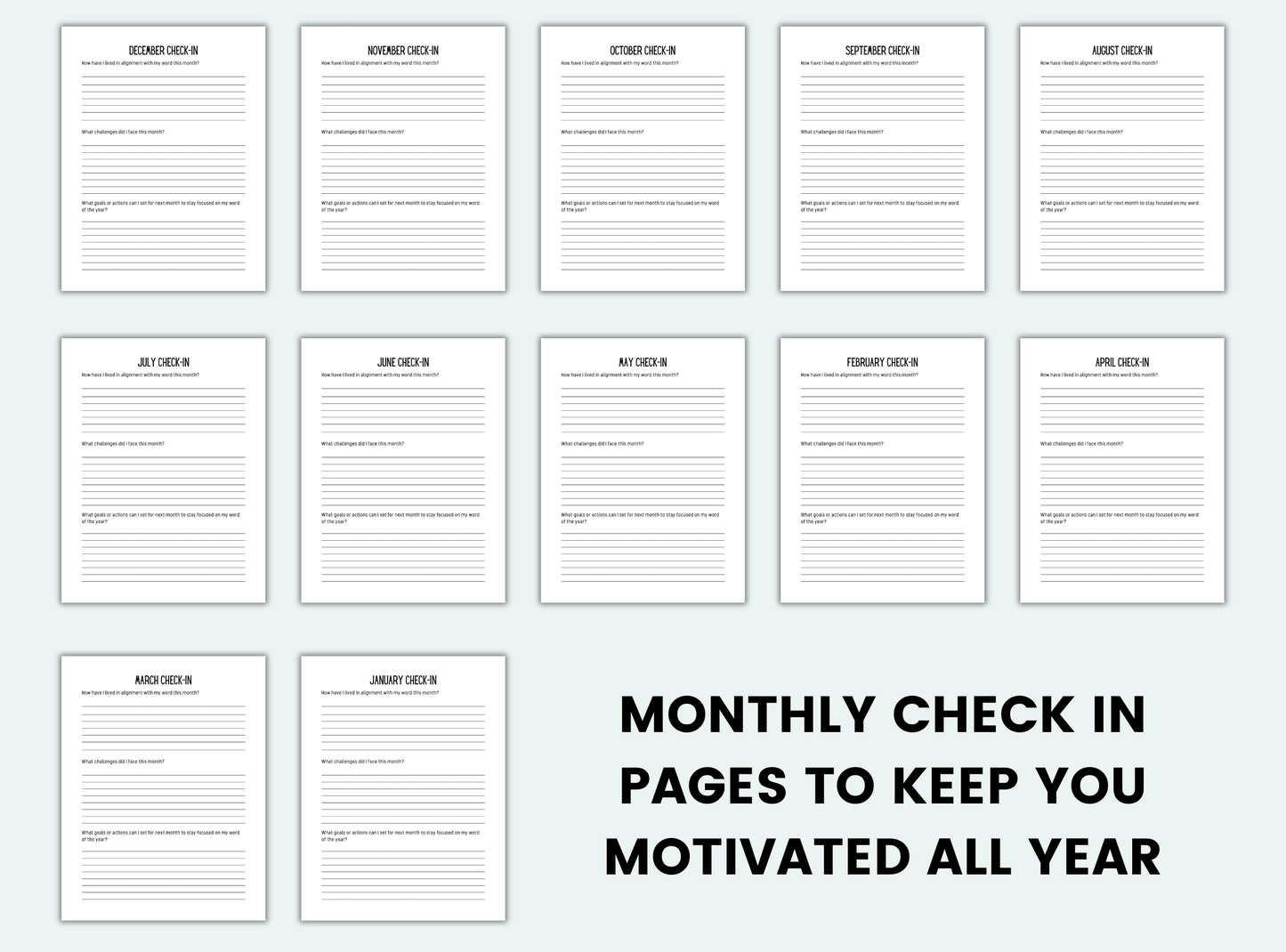 Printable Word Of The Year Workbook