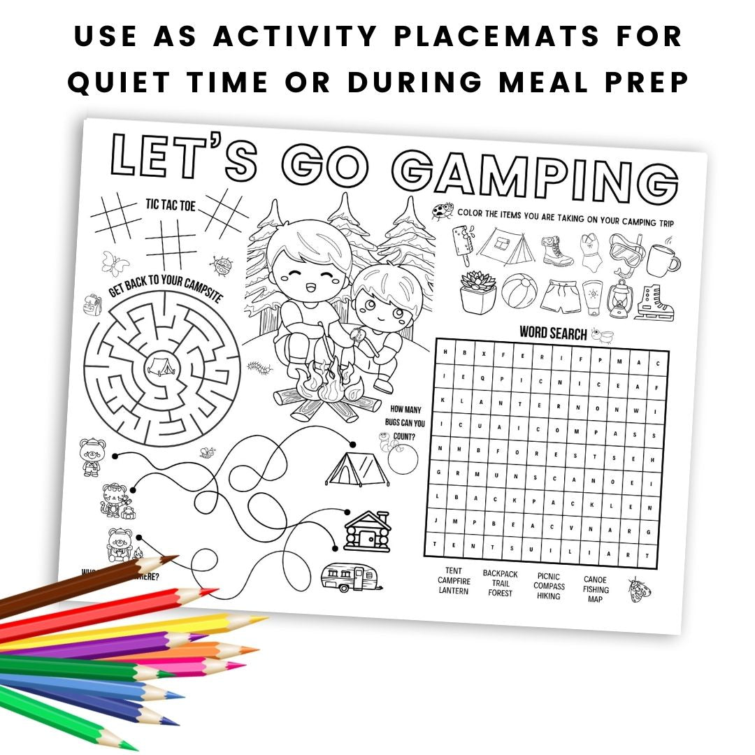 Printable Camping Activity Placemats