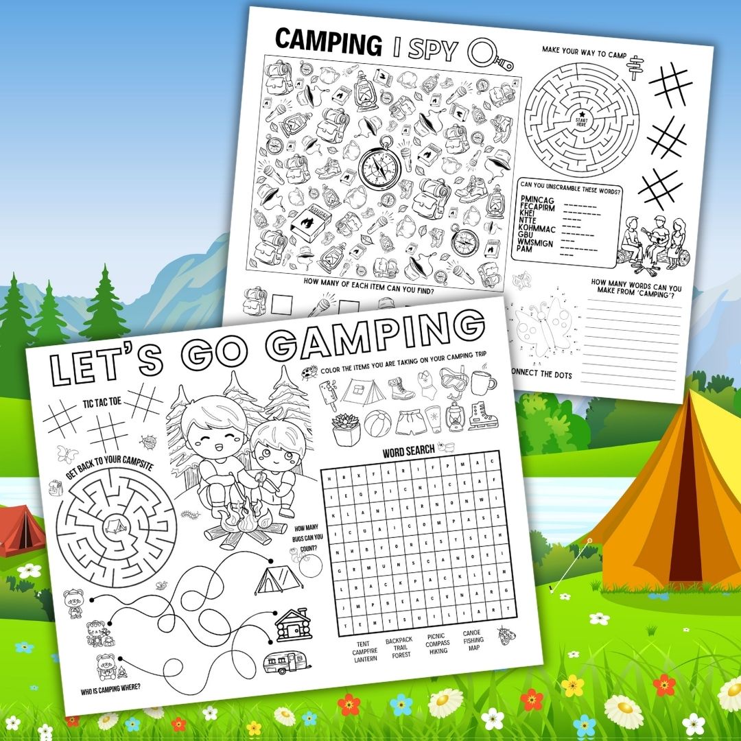 Printable Camping Activity Placemats