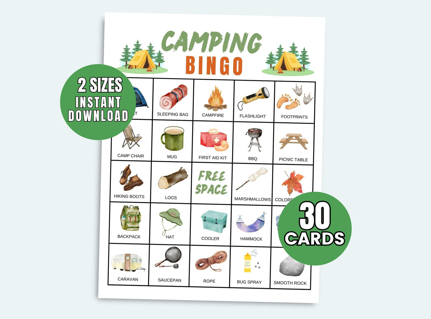 Printable Camping Bingo Game