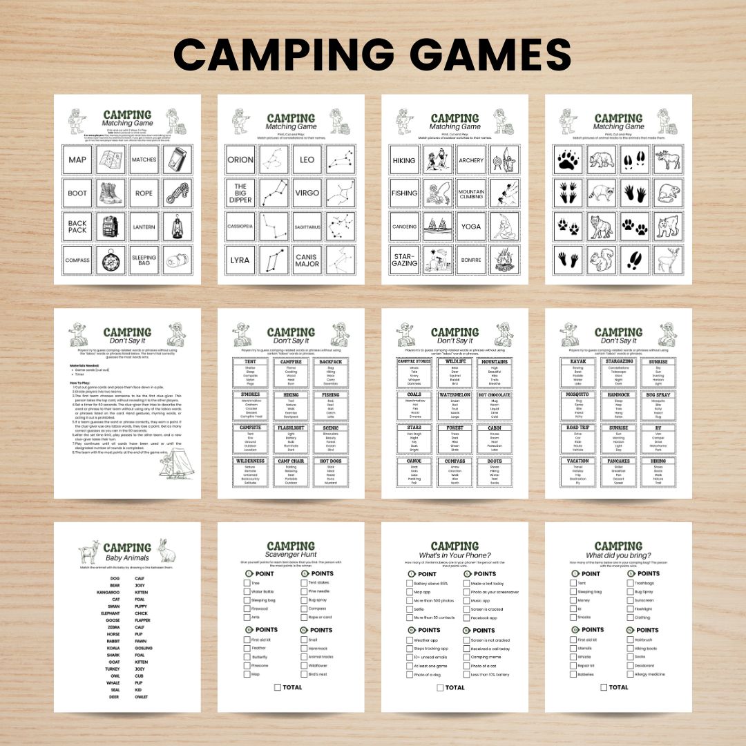 Printable Camping Games Bundle