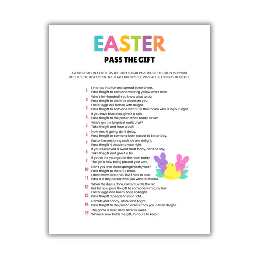 Printable Easter Pass The Gift Game