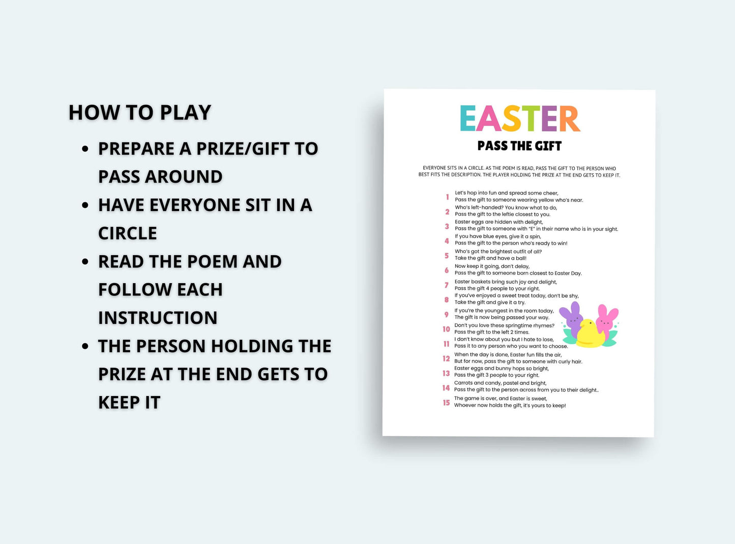 Printable Easter Pass The Gift Game