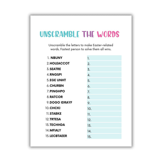 Printable Easter Unscramble Game