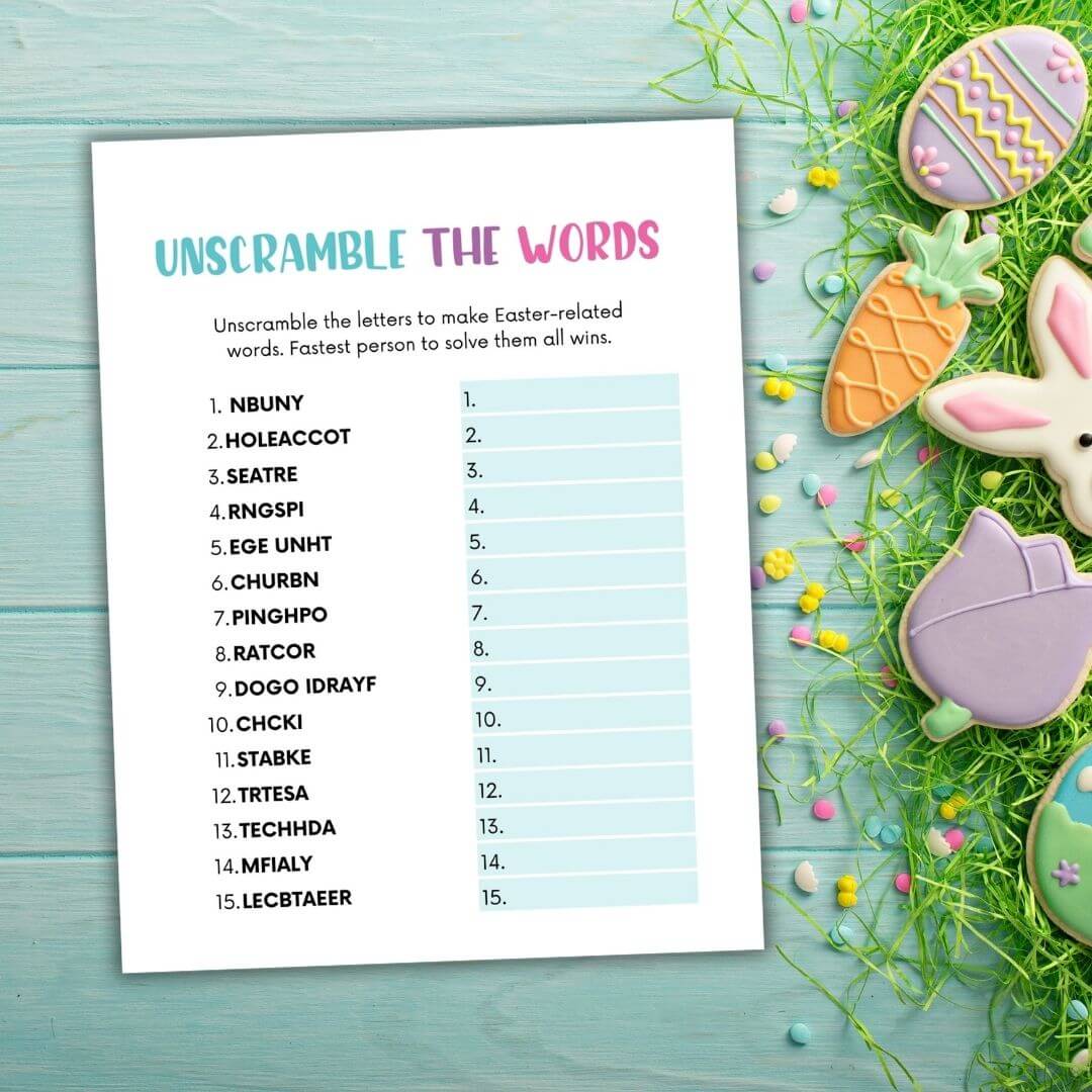 Printable Easter Unscramble Game