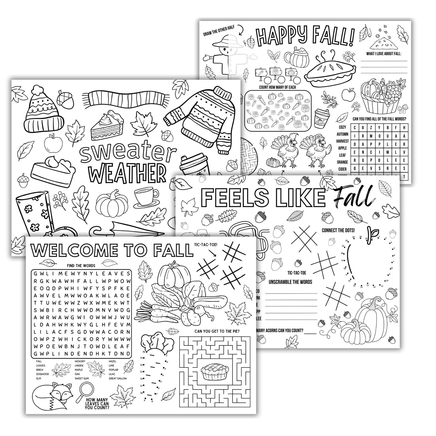 Printable Fall Activity Placemats