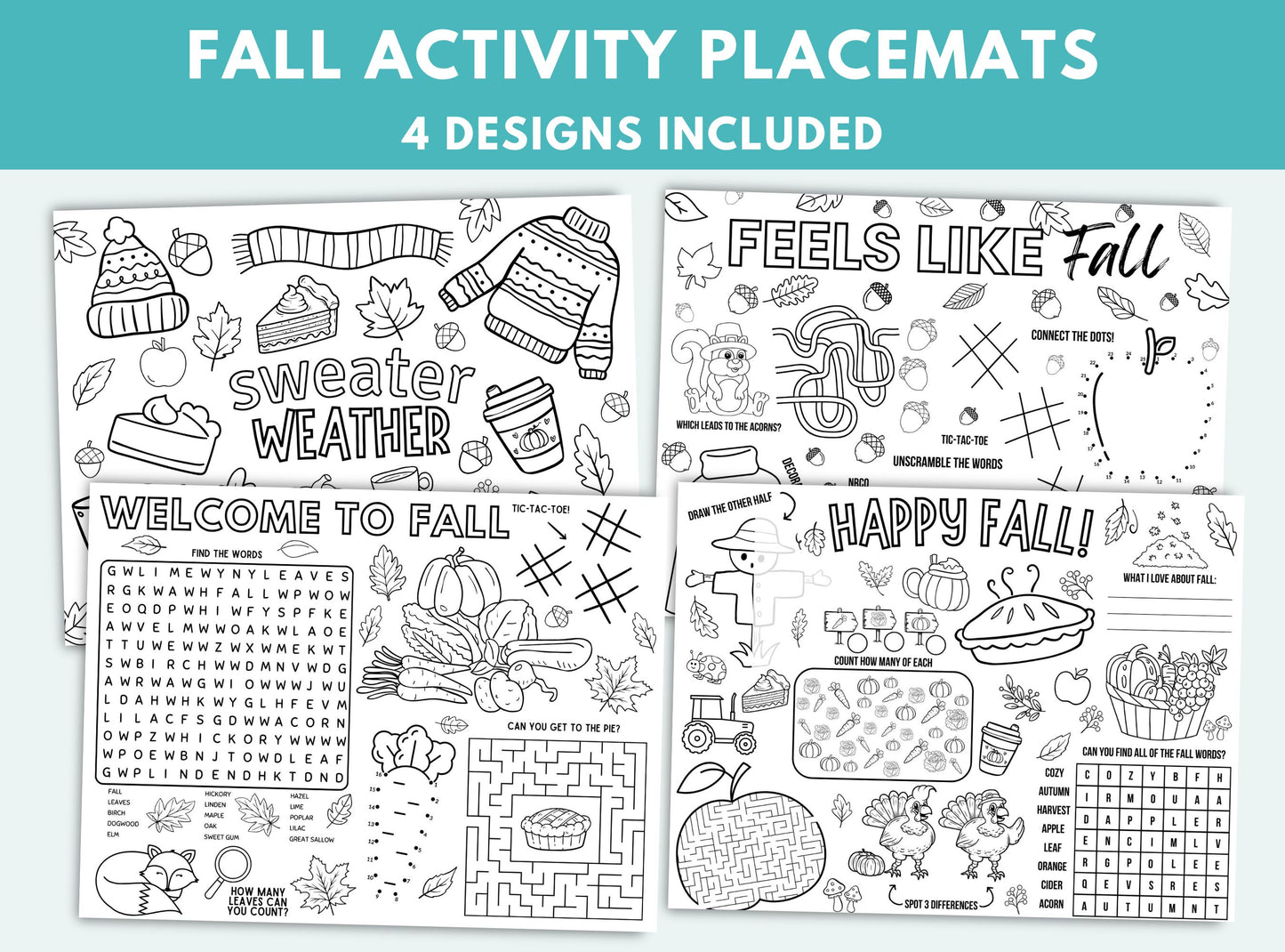 Printable Fall Activity Placemats