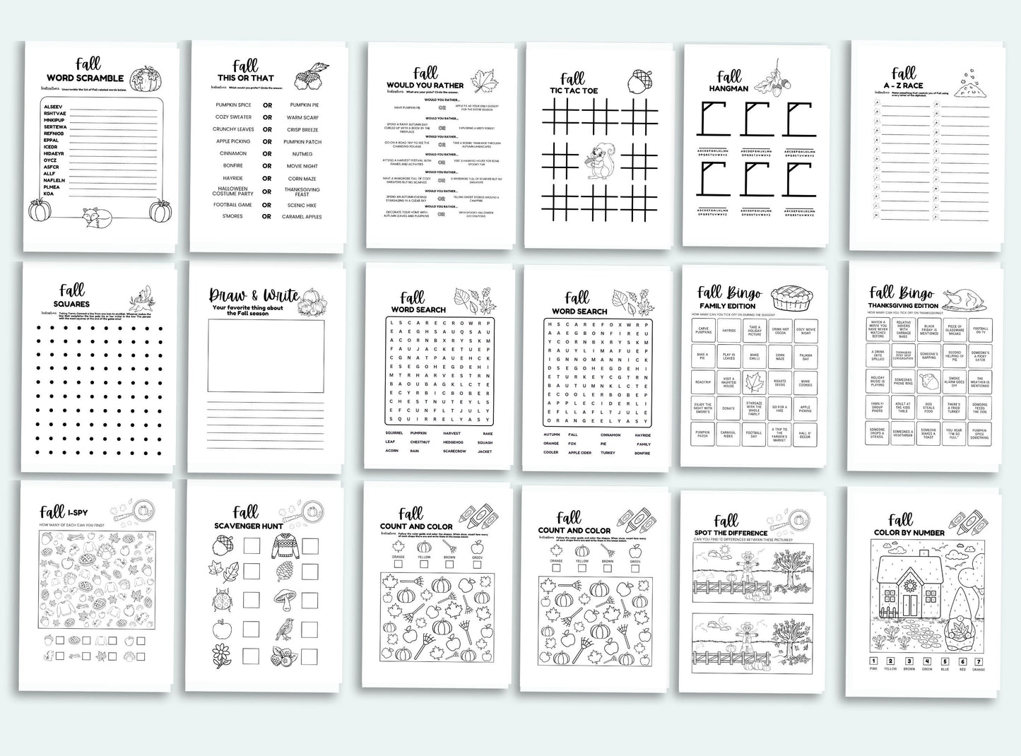 Printable Fall Activity Book