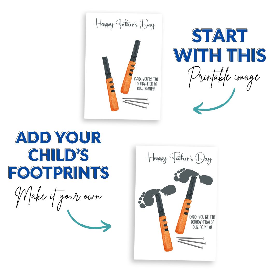 Printable Hammer Father's Day Footprint Art