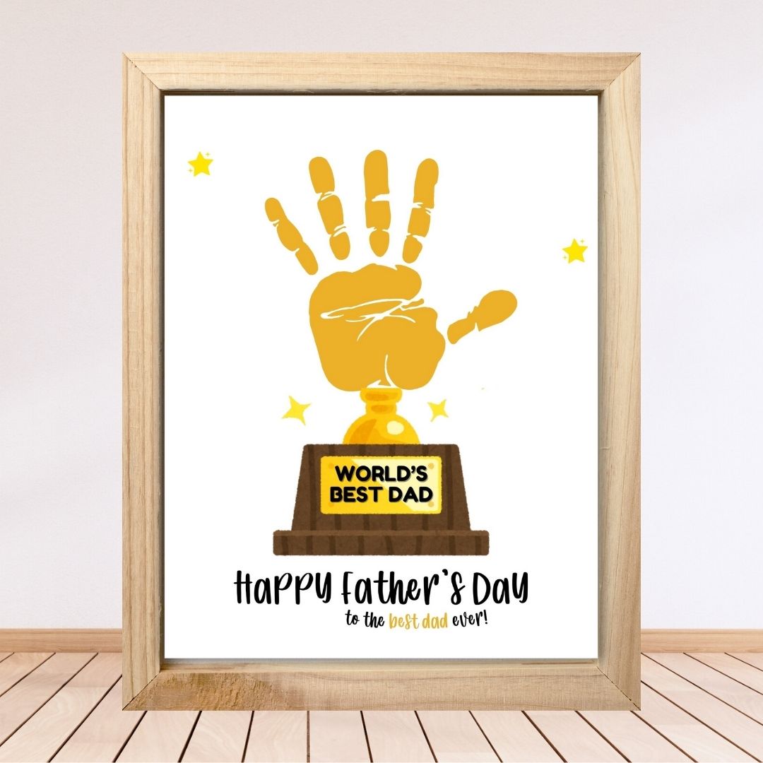 Printable World's Best Dad Trophy Father's Day Handprint Art