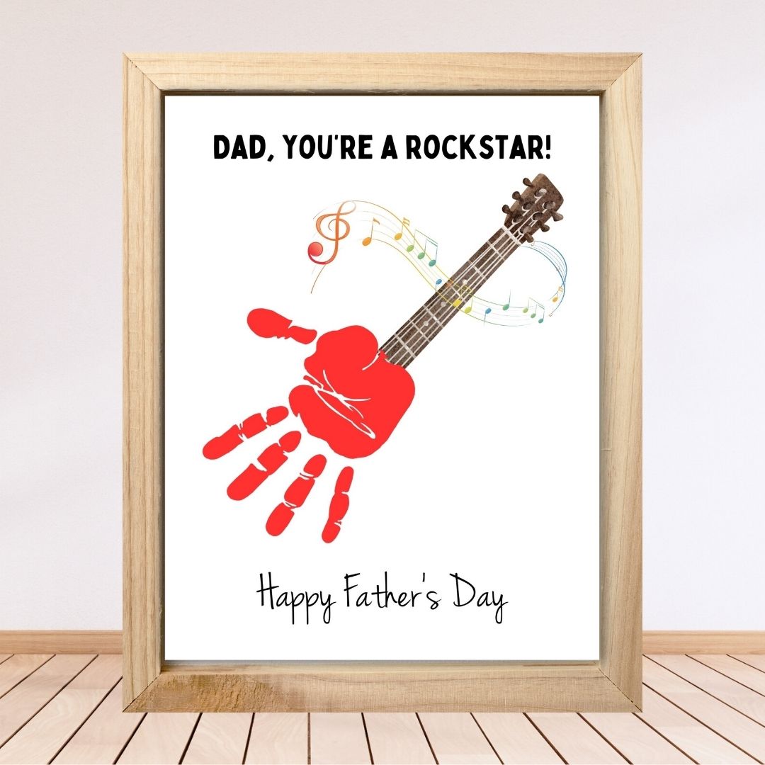 Printable Rockstar Dad Father's Day Handprint Art