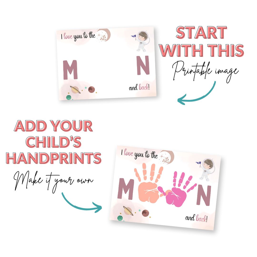 Printable To The Moon & Back Handprint Art