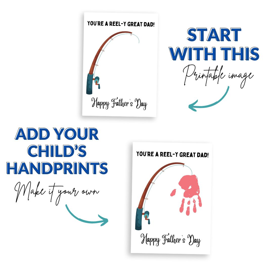 Printable Fishing Father's Day Handprint Art