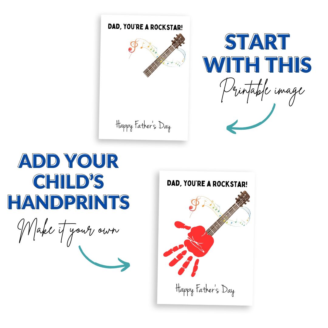 Printable Rockstar Dad Father's Day Handprint Art