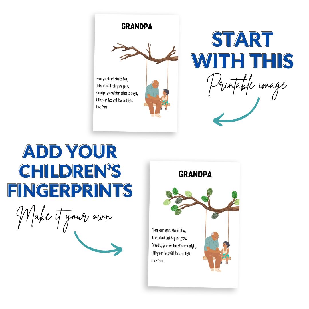 Printable Grandpa Fingerprint Art Keepsake