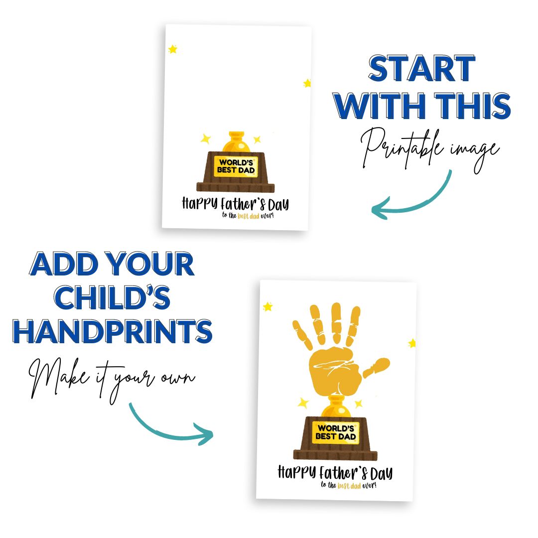 Printable World's Best Dad Trophy Father's Day Handprint Art