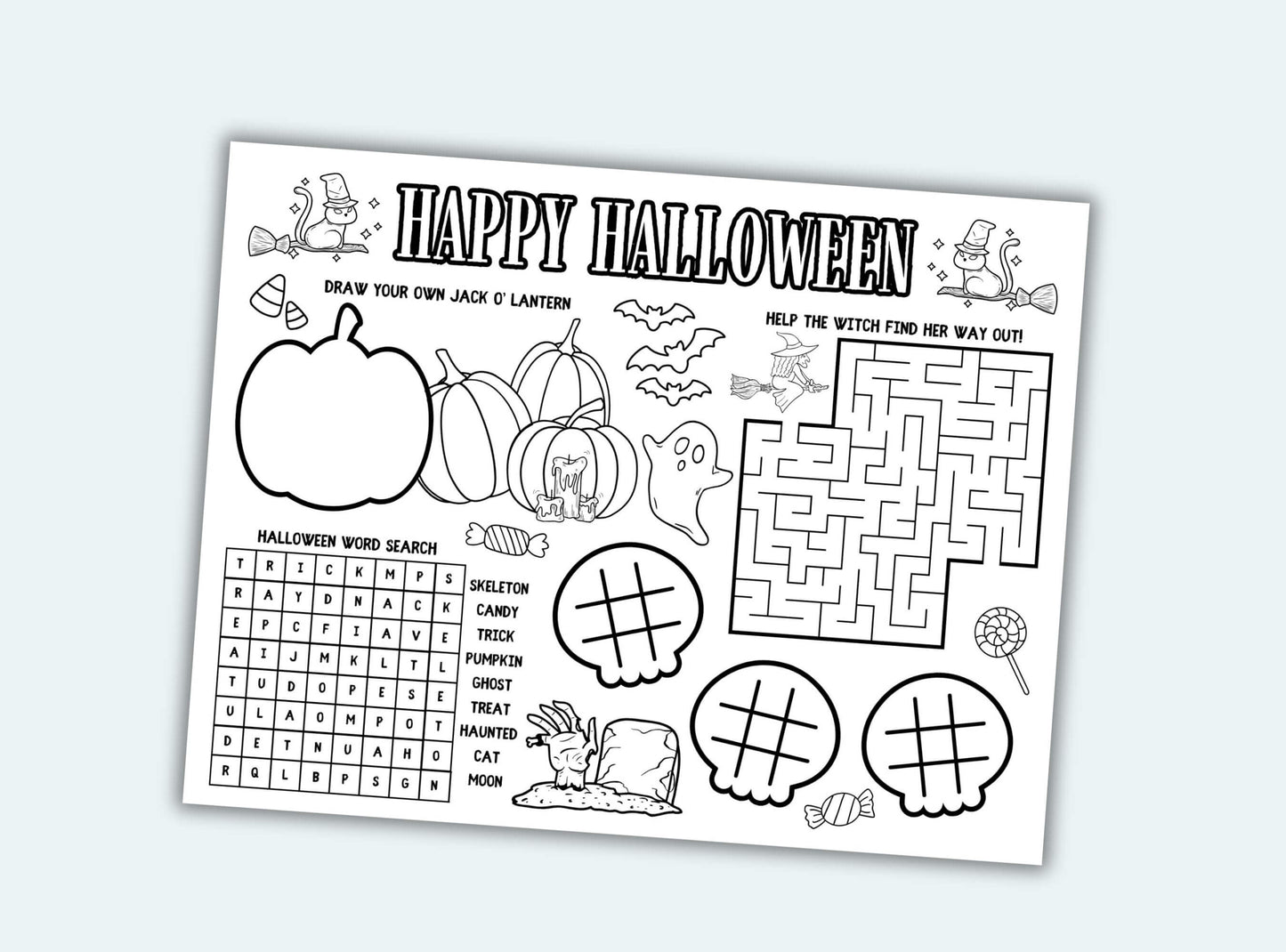 Printable Halloween Activity Placemats