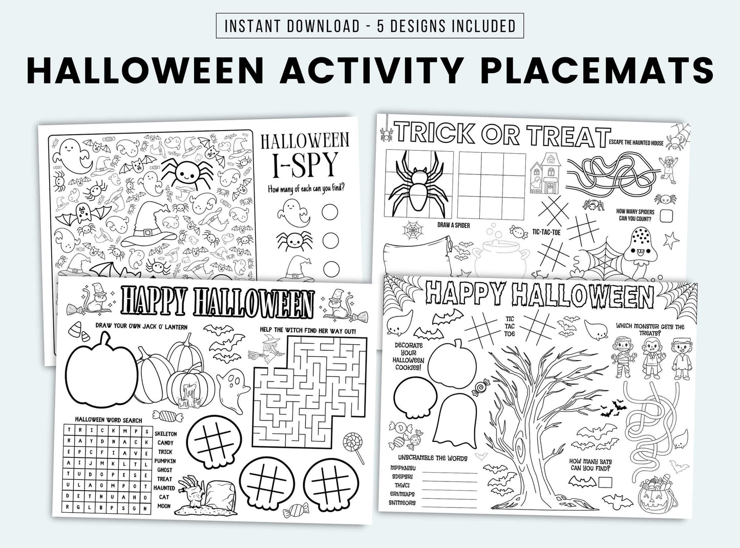 Printable Halloween Activity Placemats