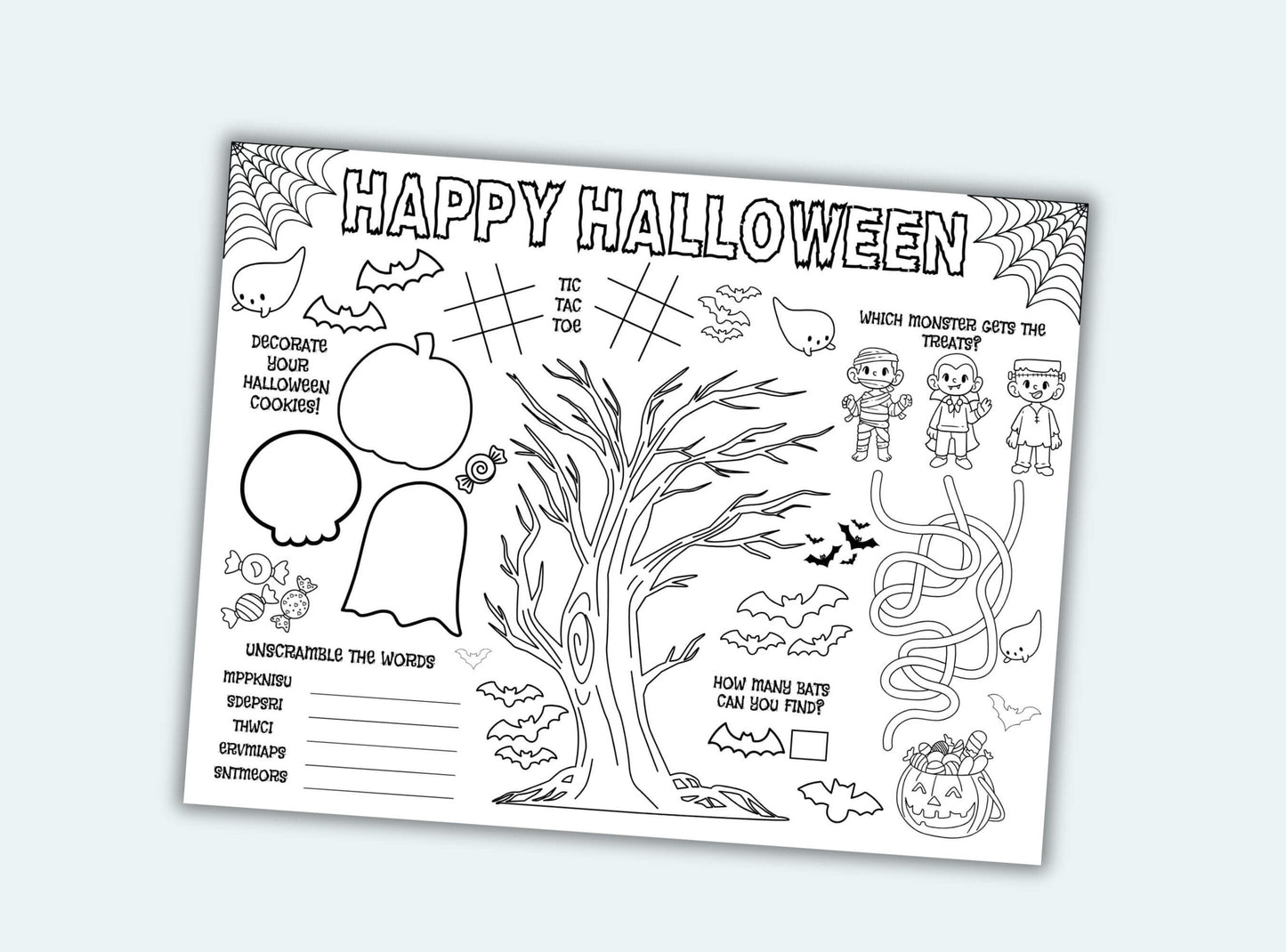Printable Halloween Activity Placemats