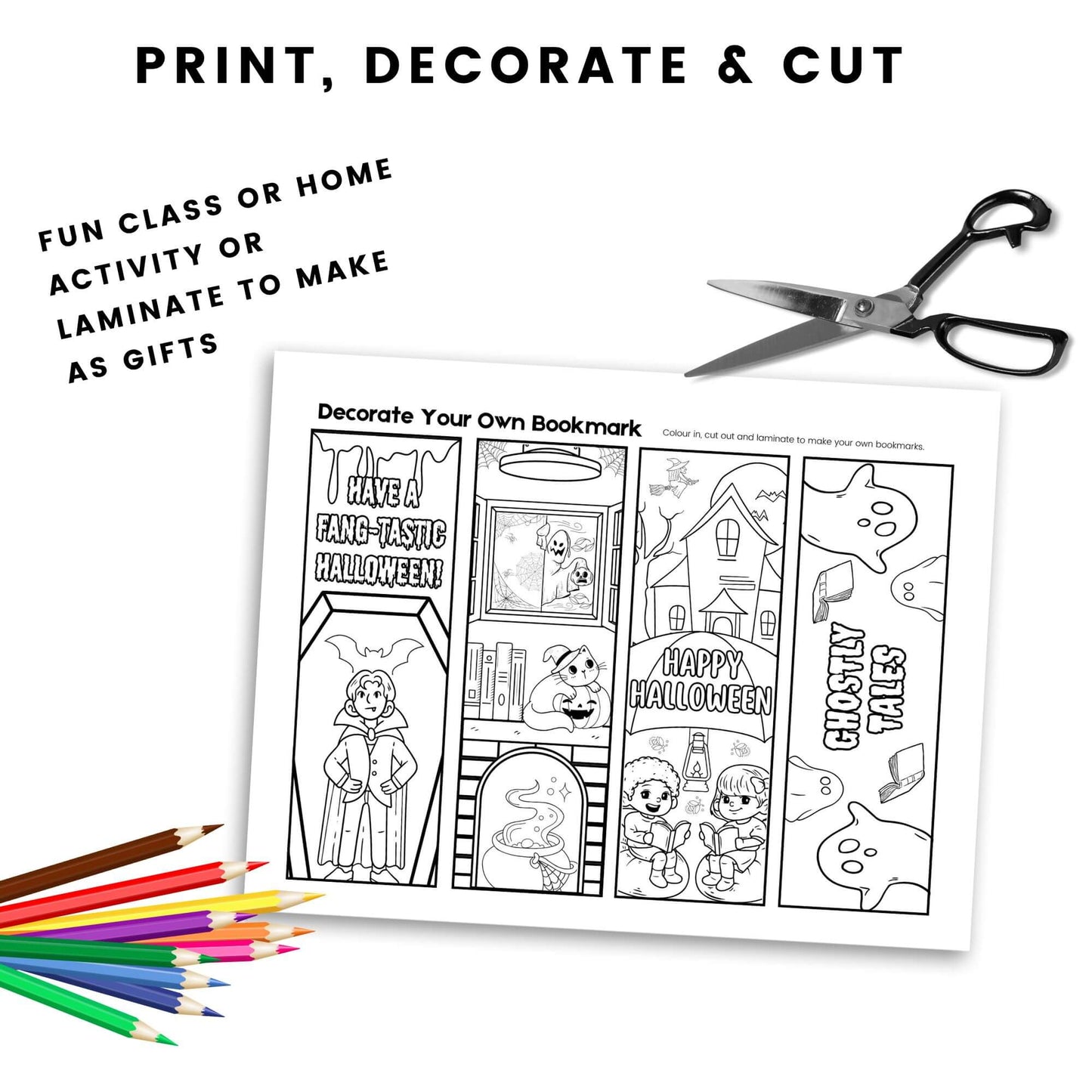 Printable Halloween Colouring Bookmarks