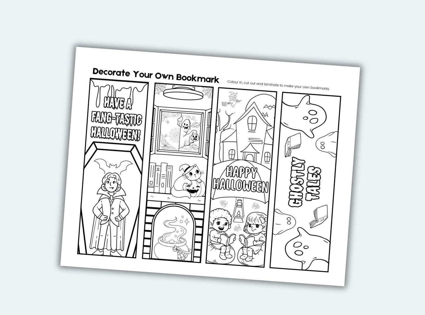 Printable Halloween Colouring Bookmarks