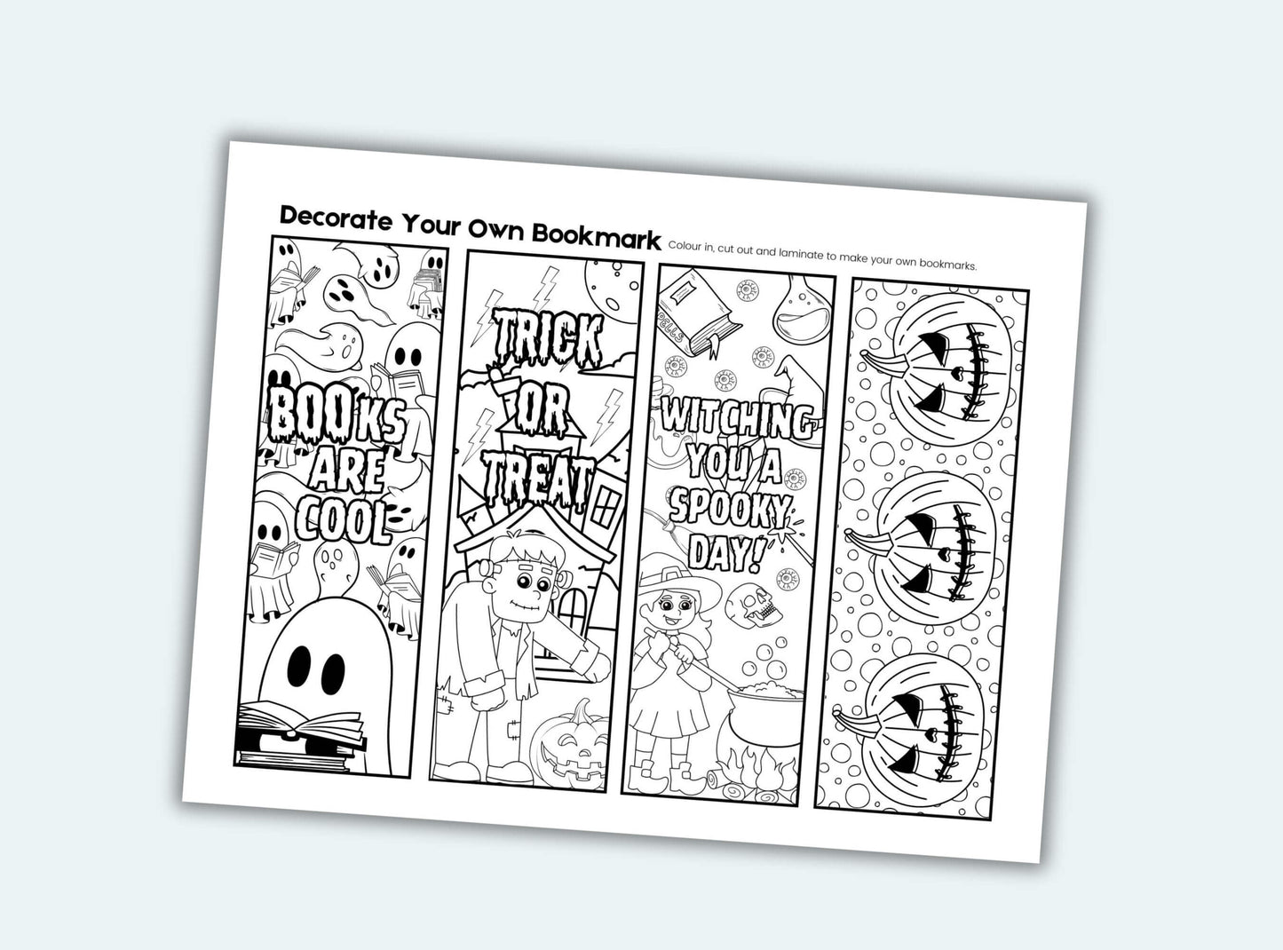 Printable Halloween Colouring Bookmarks
