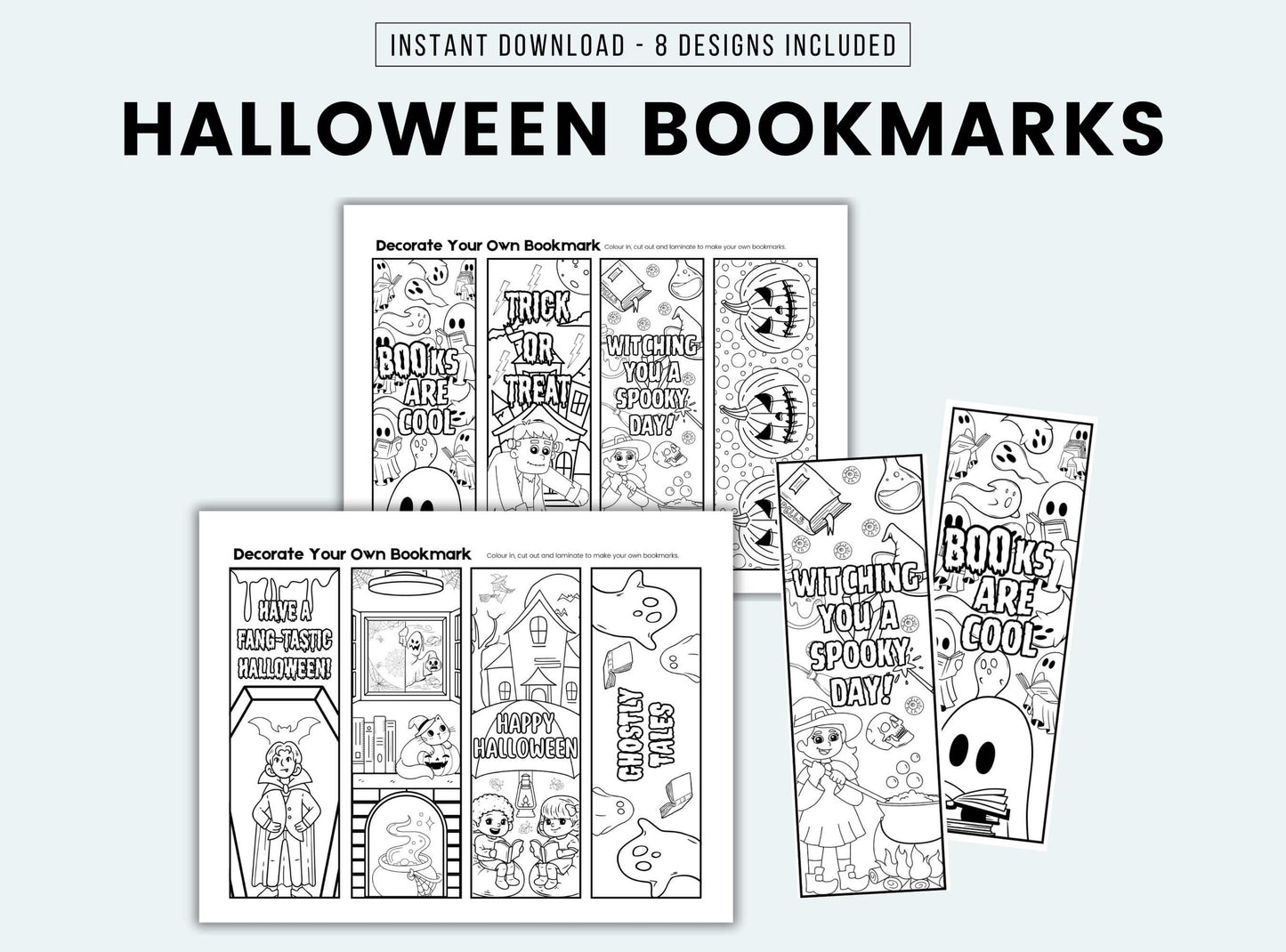 Printable Halloween Colouring Bookmarks