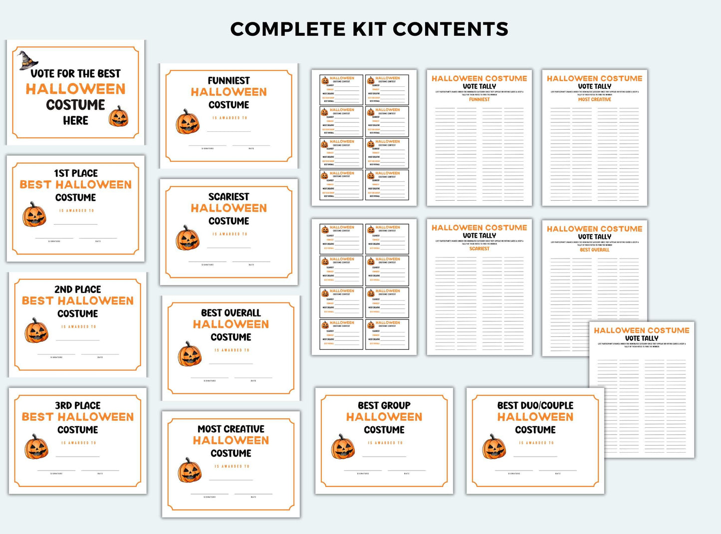 Halloween costume contest kit