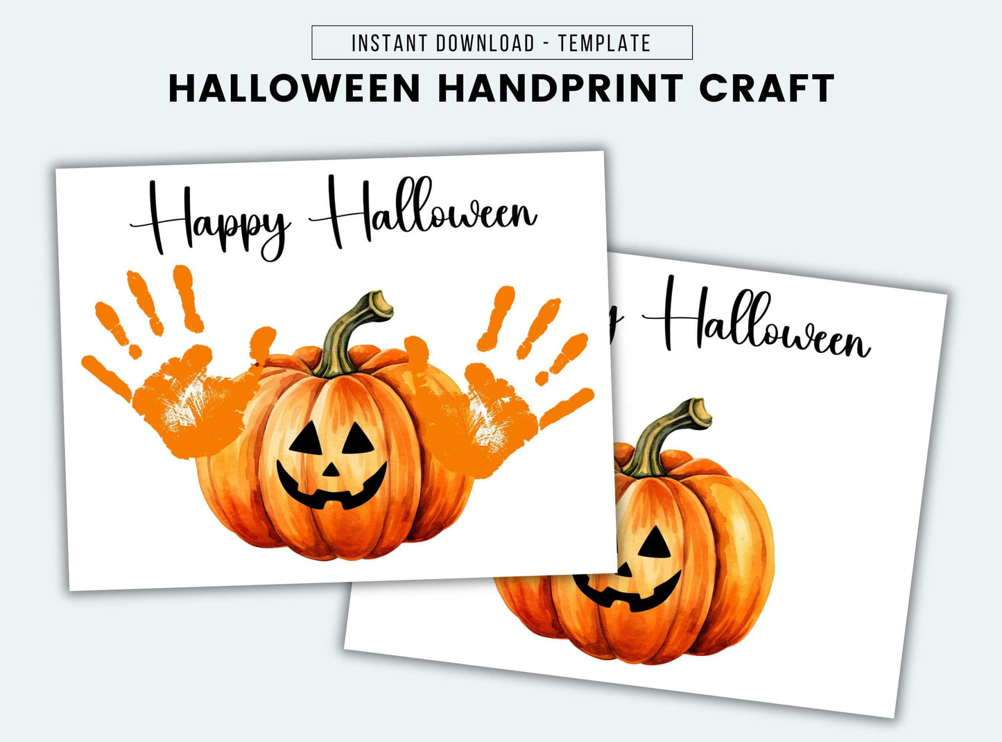 Printable Pumpkin Halloween Handprint Craft