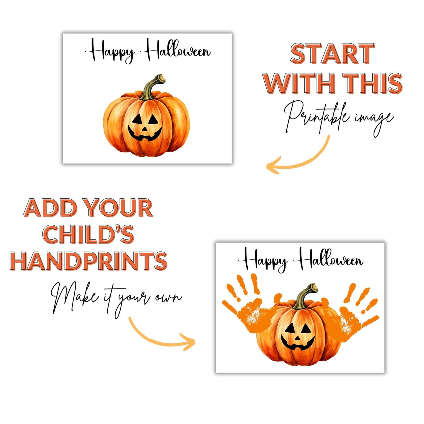 Printable Pumpkin Halloween Handprint Craft