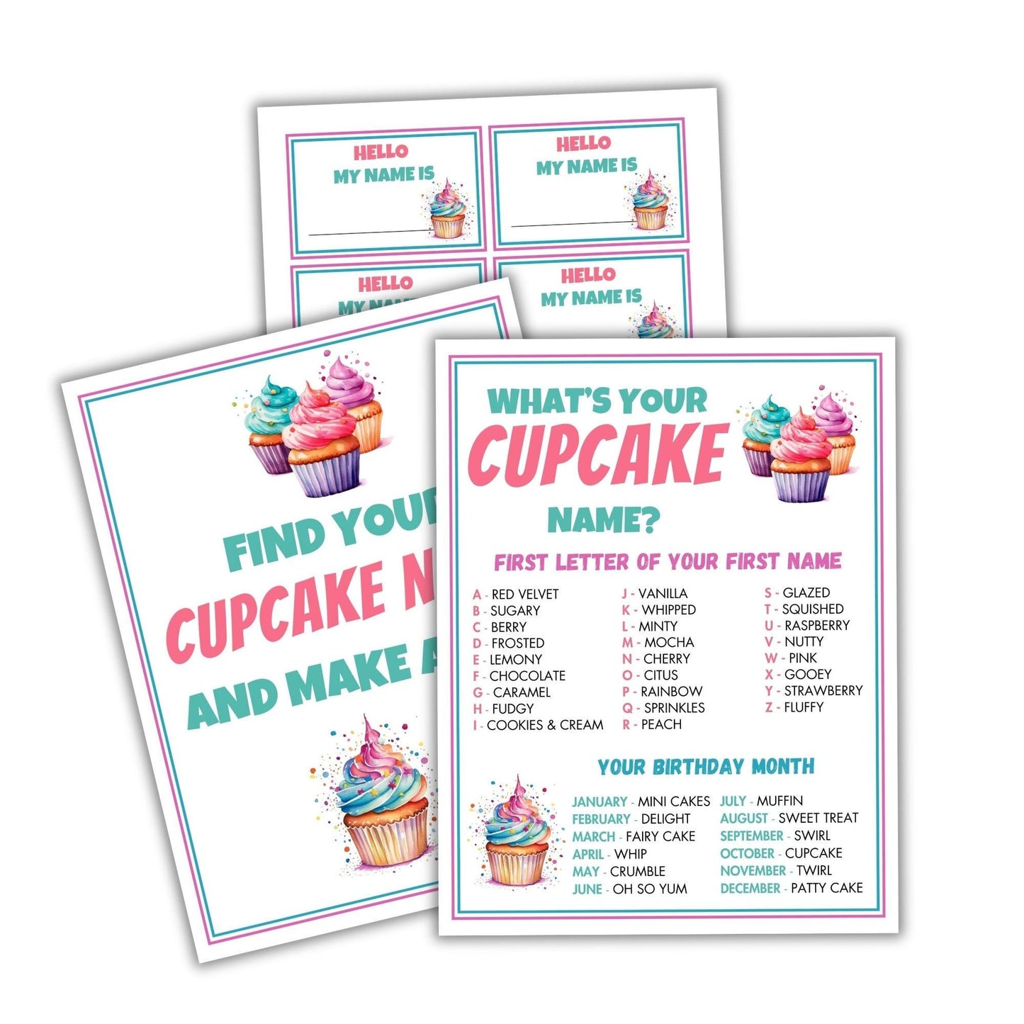 What's Your Cupcake Name Party Game