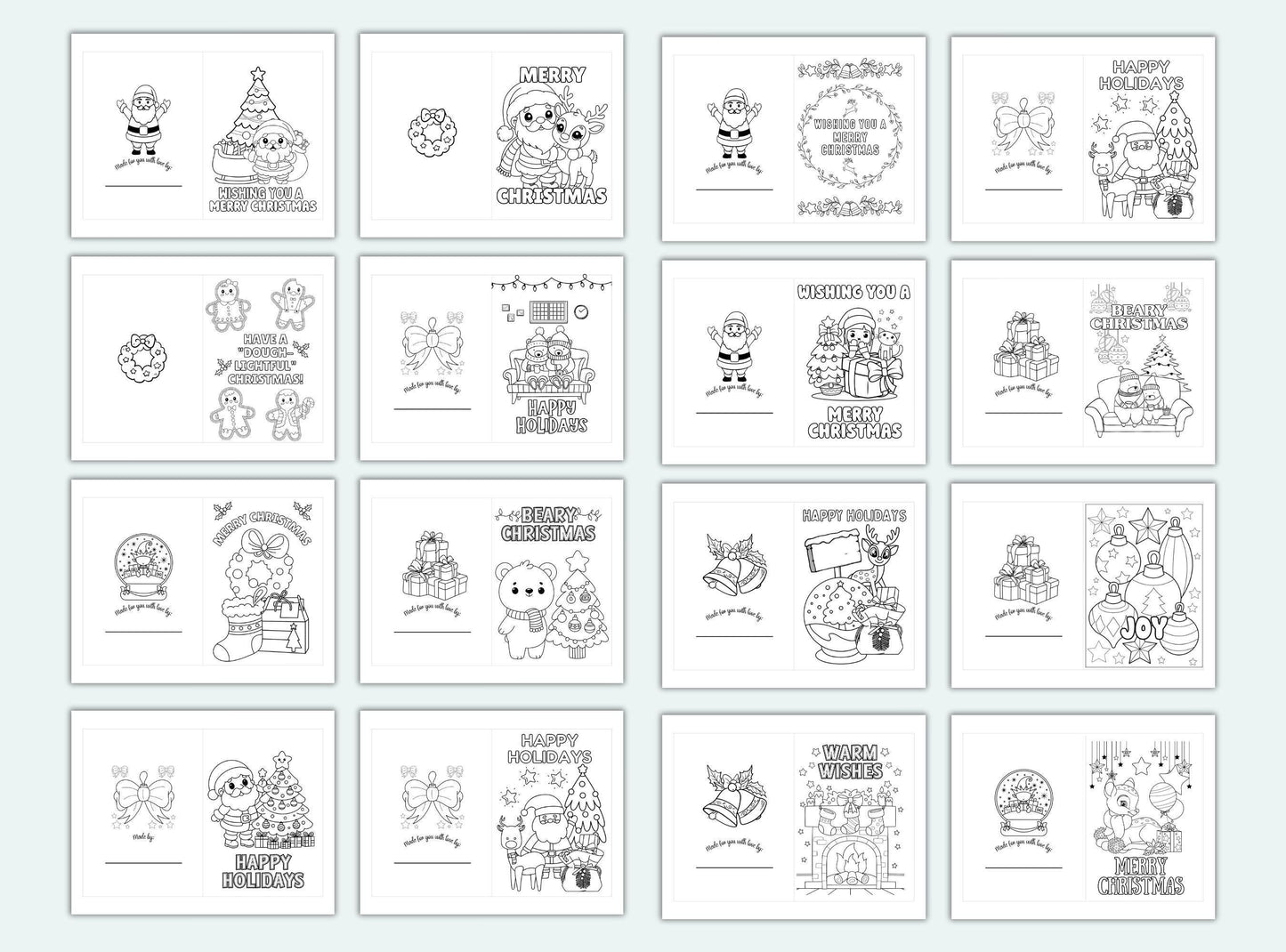 Christmas Coloring Cards For Kids