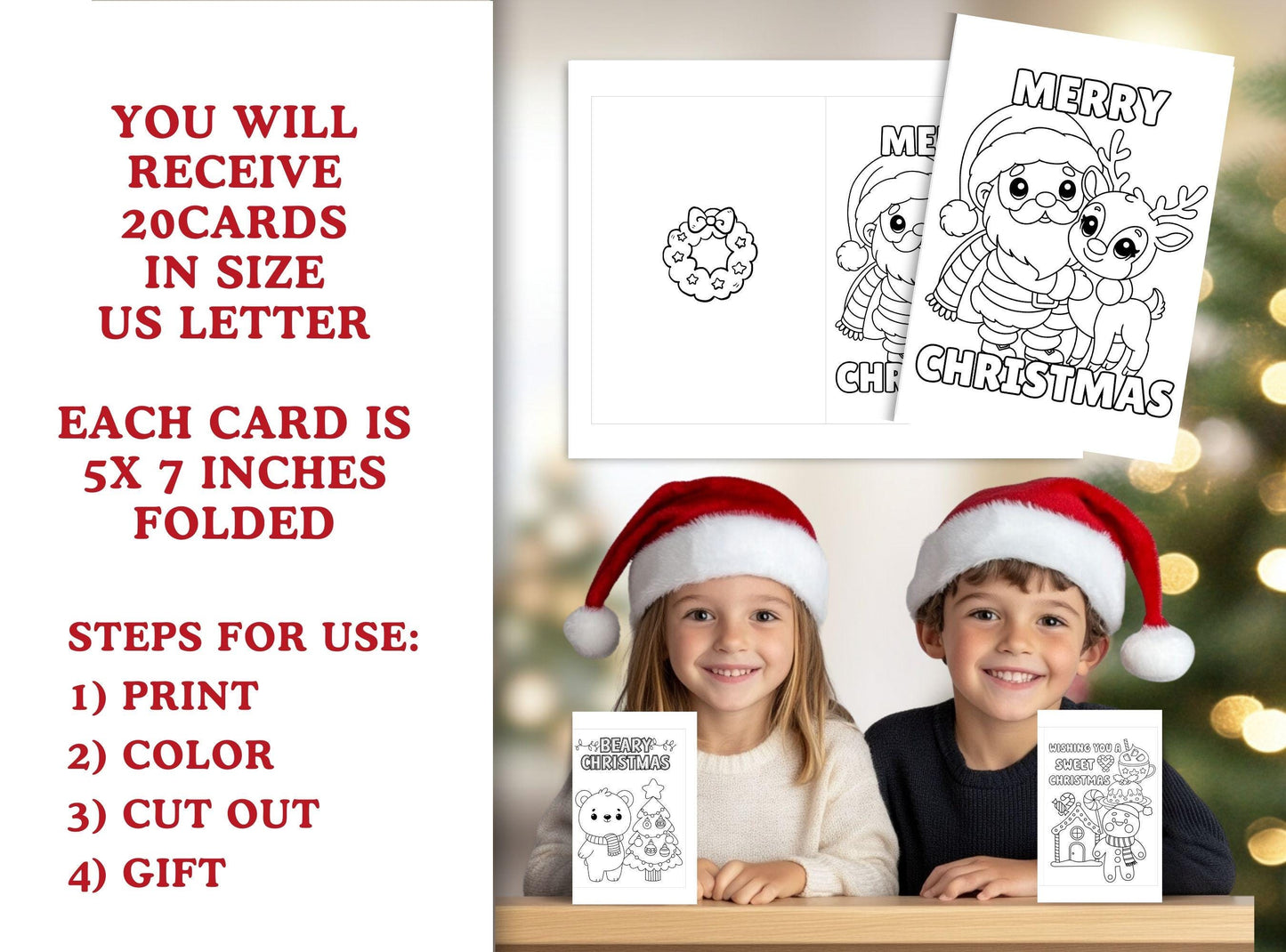 Christmas Coloring Cards For Kids