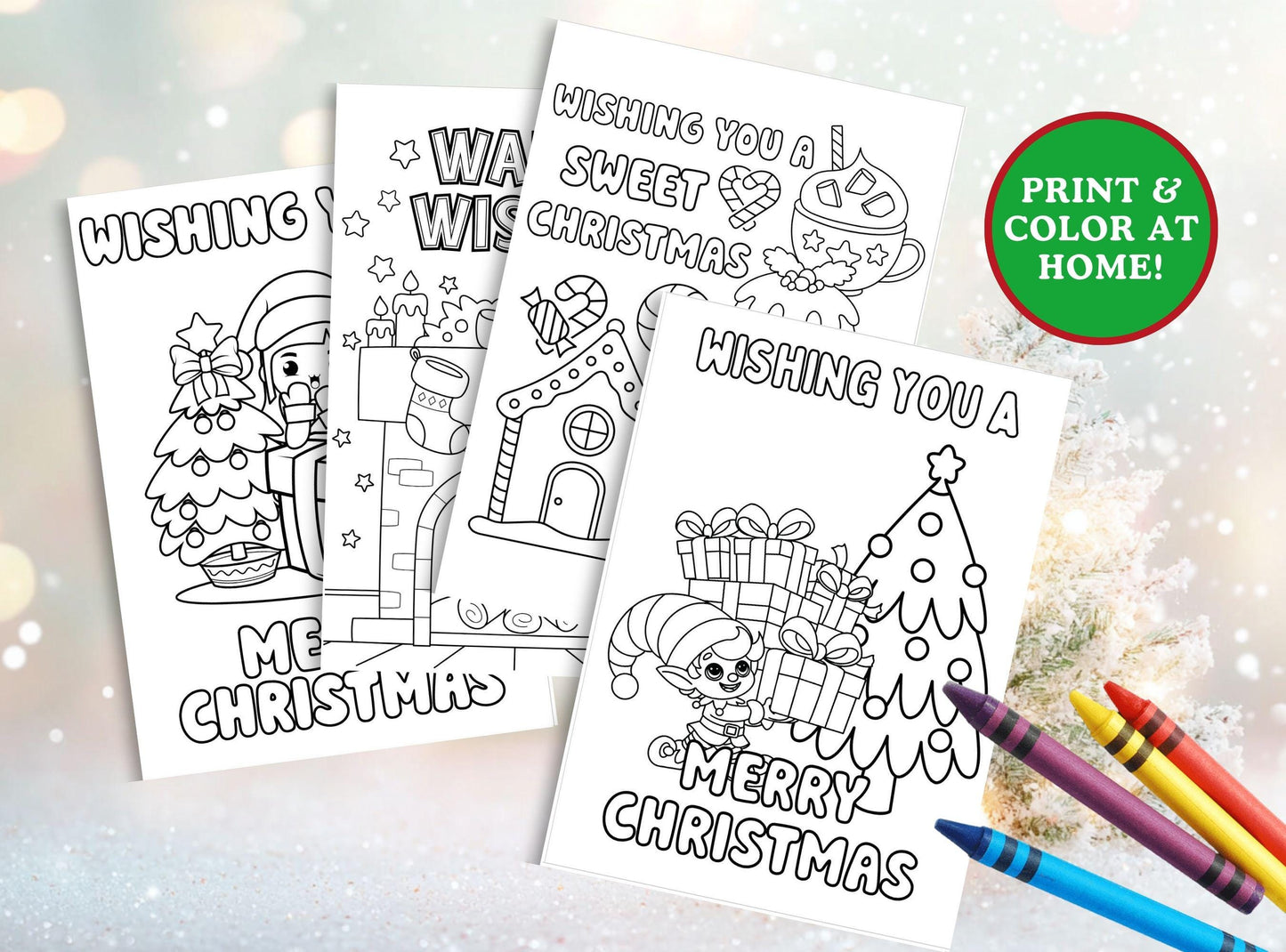 Christmas Coloring Cards For Kids