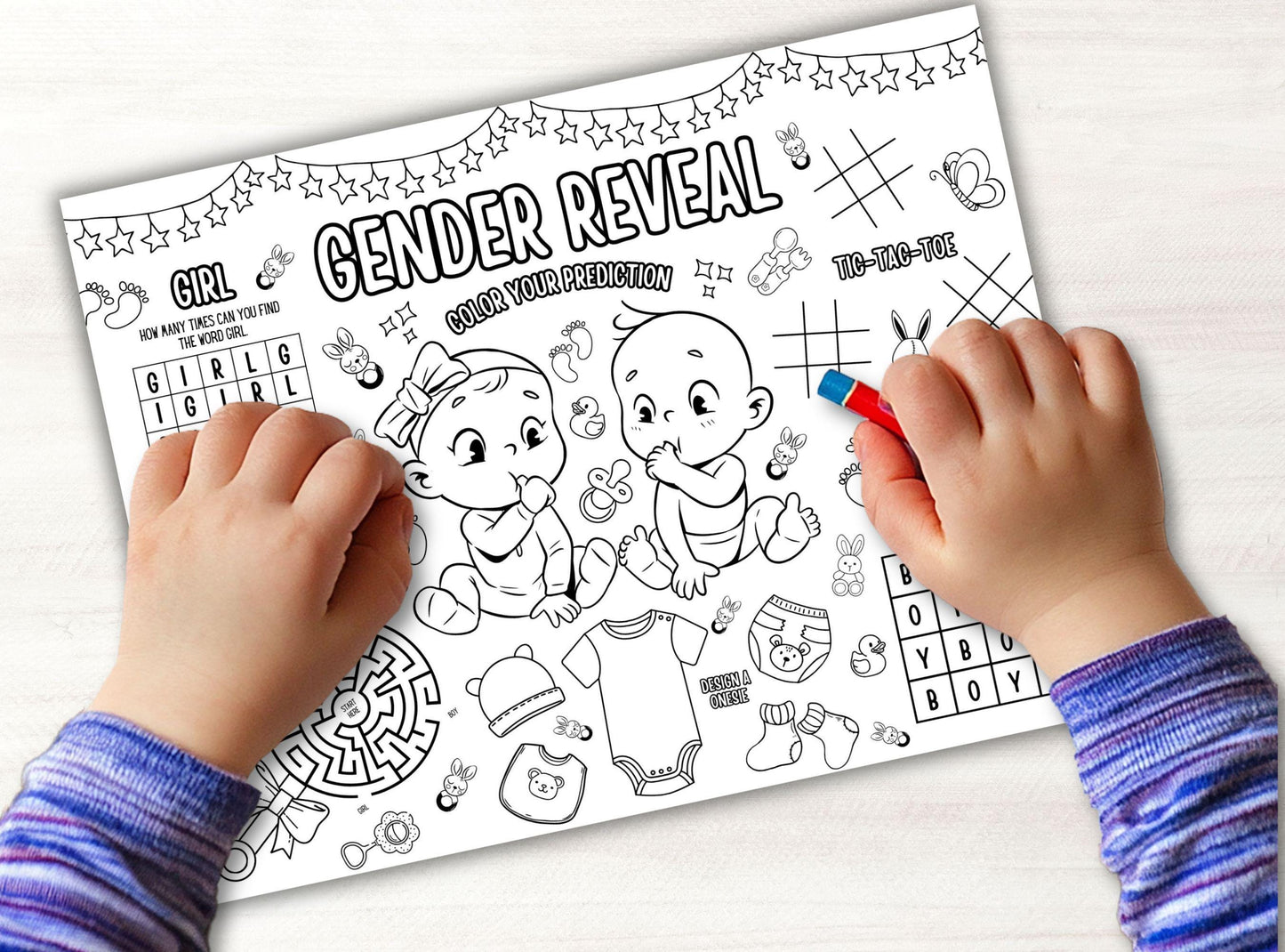 Gender Reveal Activity Placemat