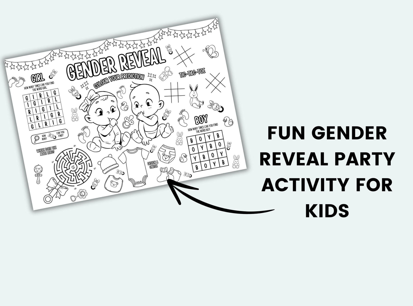 Gender Reveal Activity Placemat