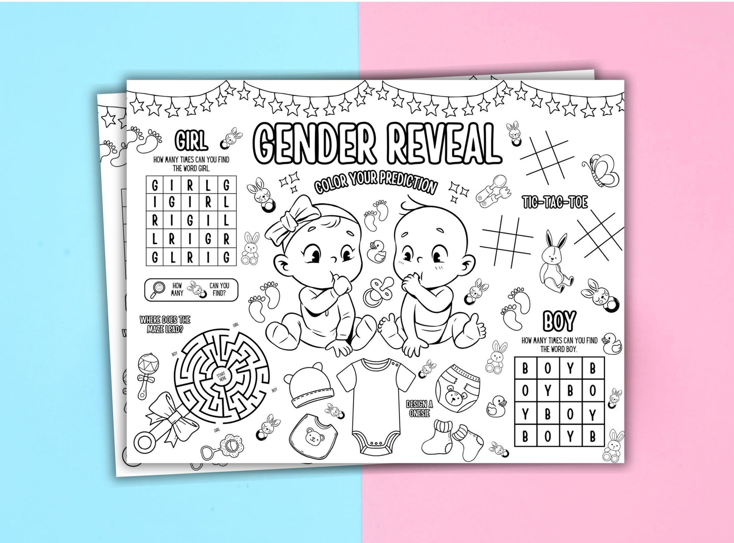 Gender Reveal Activity Placemat