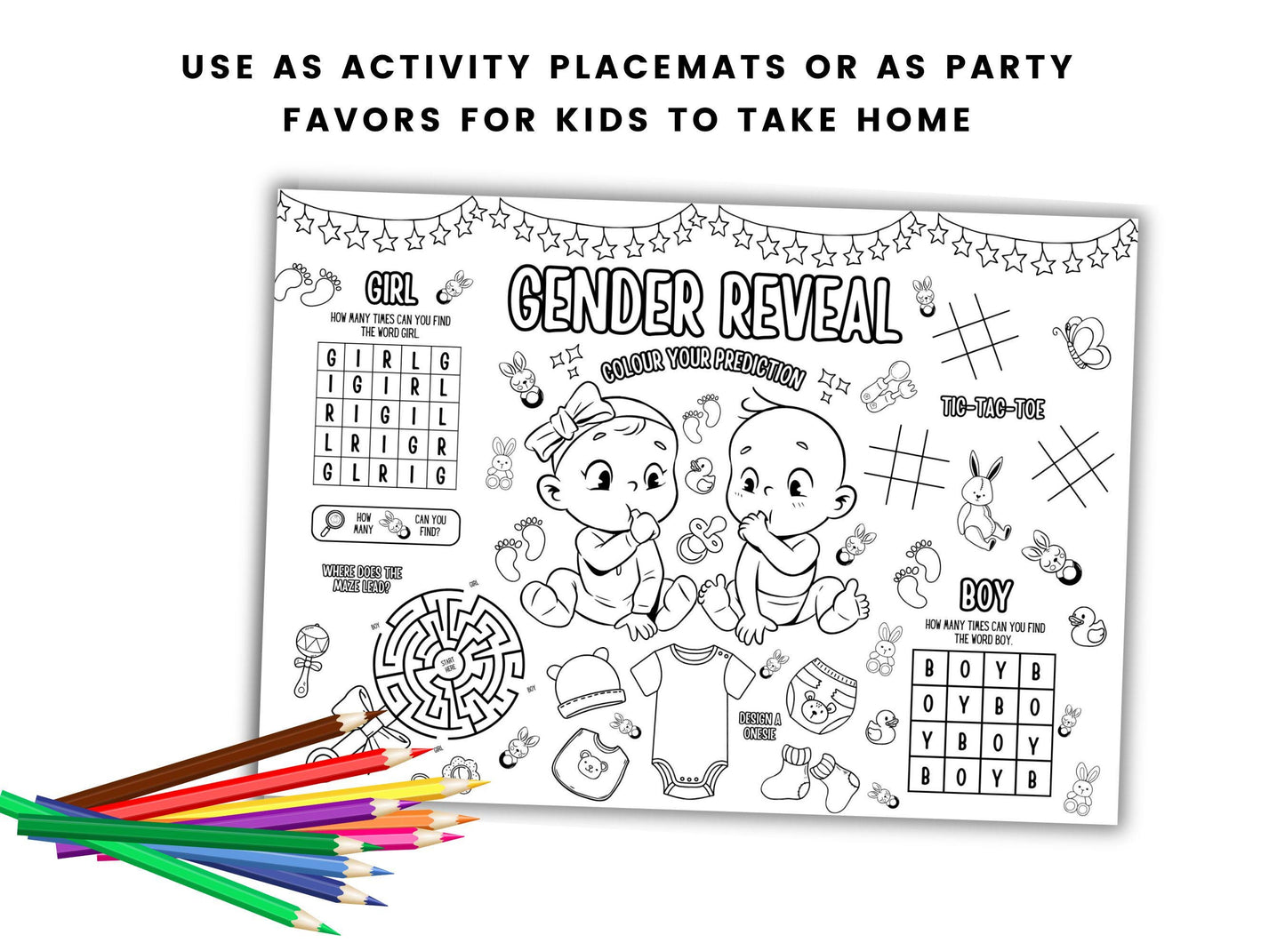 Gender Reveal Activity Placemat