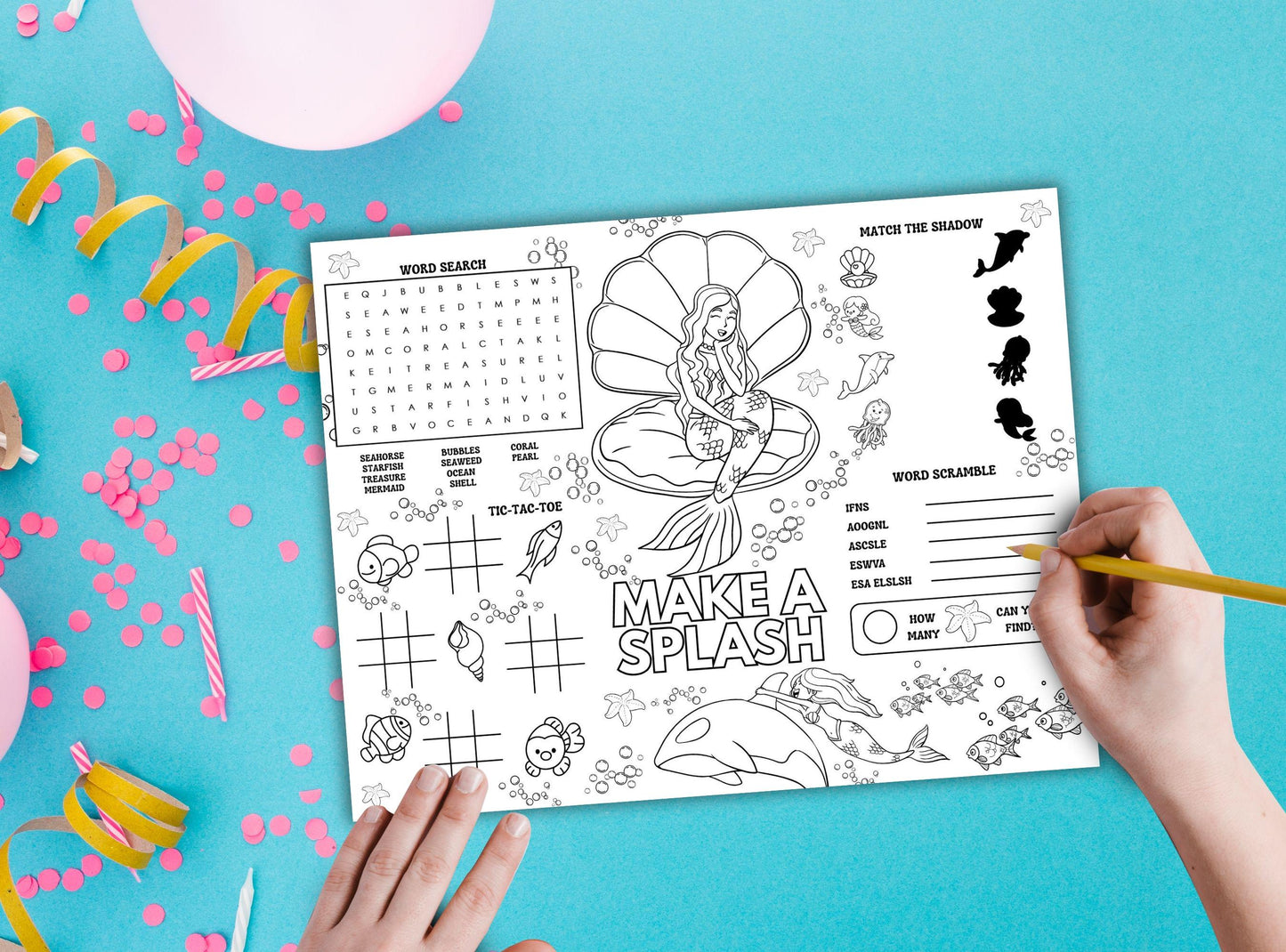Mermaid Party Activity Placemat