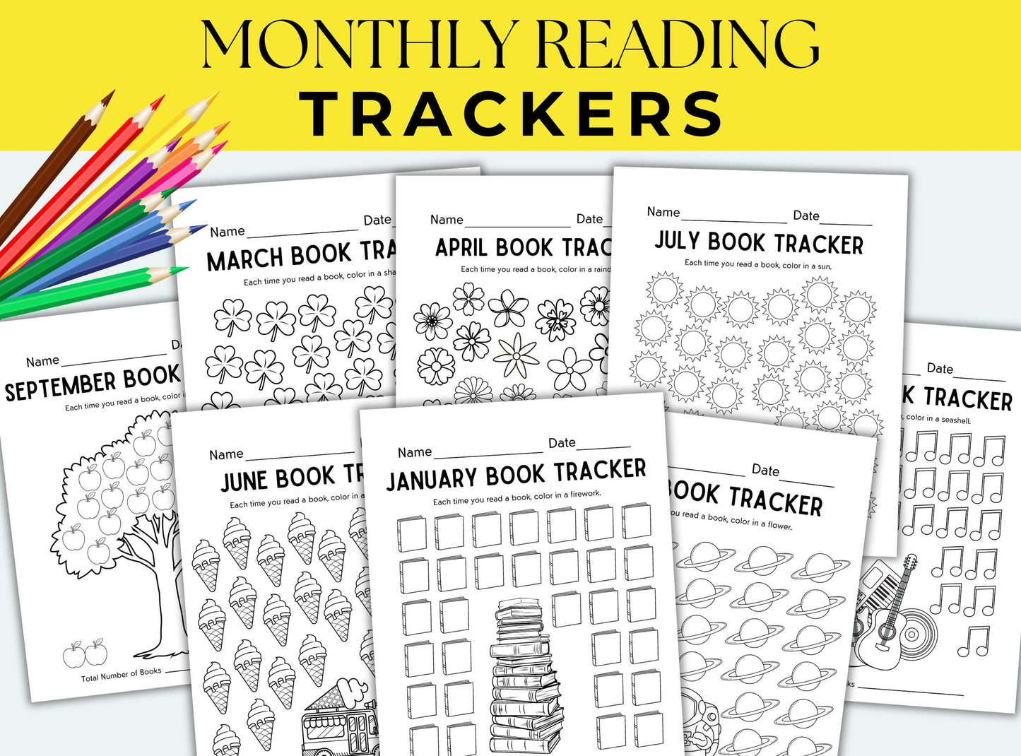 Monthly Reading Trackers For Kids